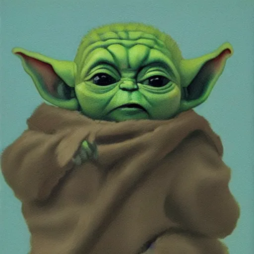 Image similar to caveman painting of baby yoda