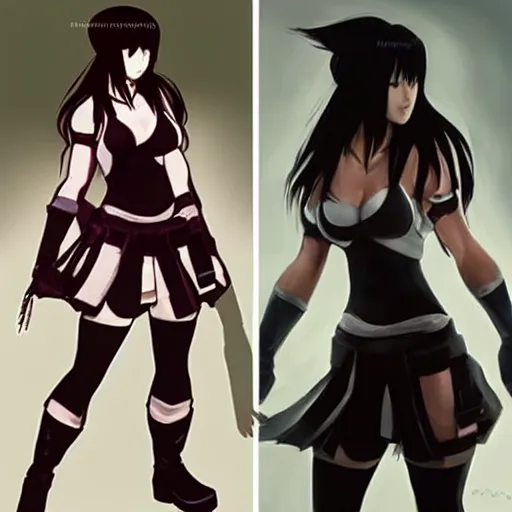 Image similar to concept art of head and shoulders cosplay of tifa lockhart, trending on artstartion