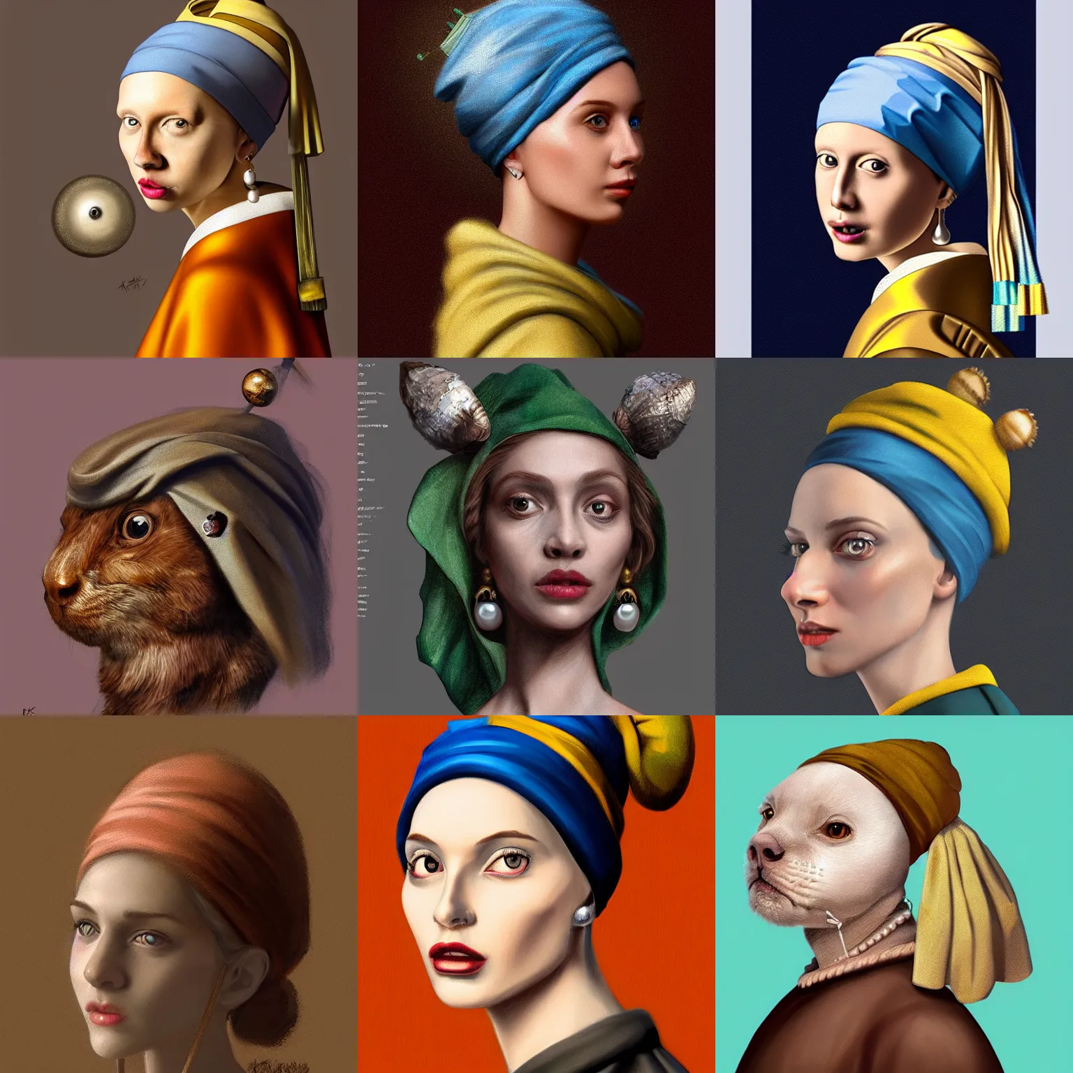 Prompt: Gopher with pearl earring, highly detailed, digital painting, artstation, concept art, sharp focus, illustration, art by Eng Kilian