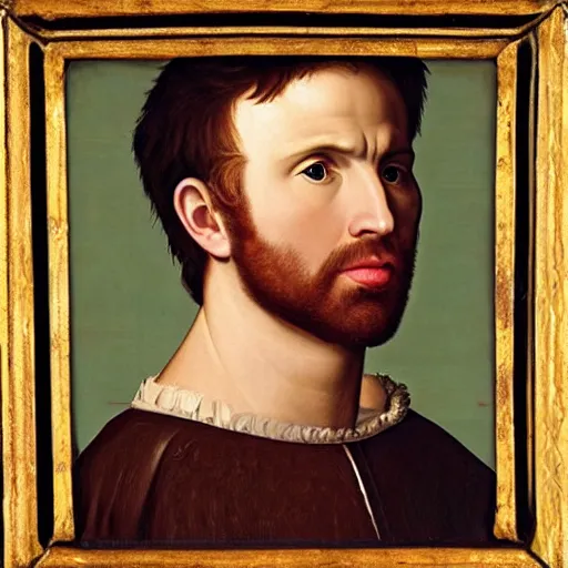 Prompt: a renaissance style portrait painting of Chris Evans