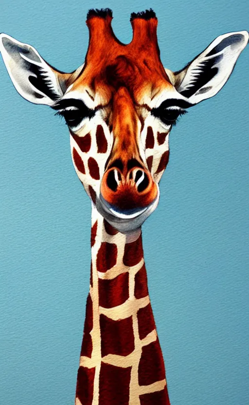 Image similar to aquarell painting of a giraffe, white background