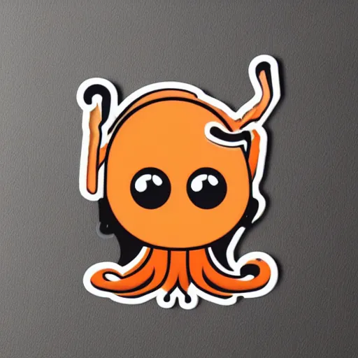 Image similar to sticker of a cute orange squid with a moustache