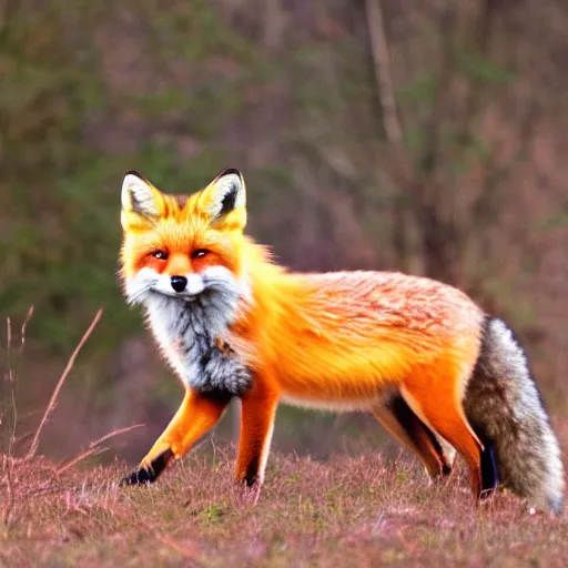 Prompt: a red fox with glowing eyes