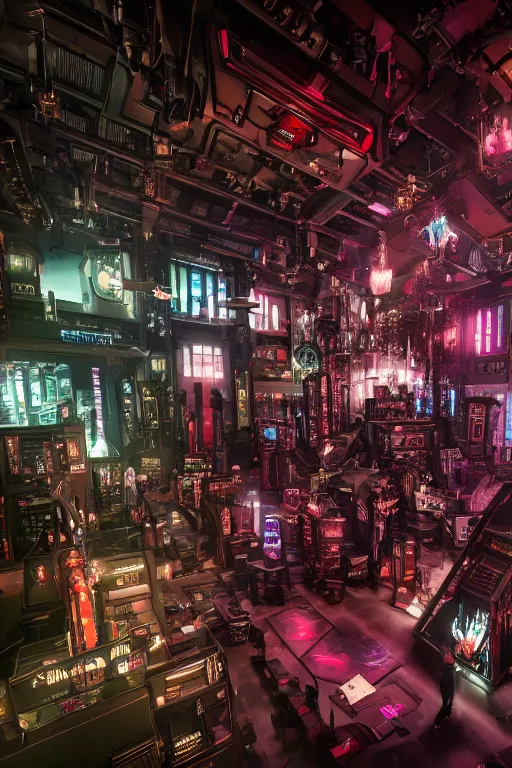 Image similar to Cybertron, inside of a Hot Topic store for goth Decepticons, cinematography by Wes Anderson, 4k octane render, photorealistic , cinematic lighting, Artstation