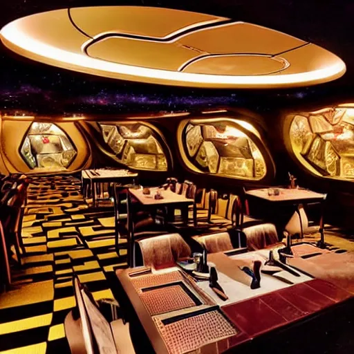 Prompt: interior of a Star Trek-themed restaurant