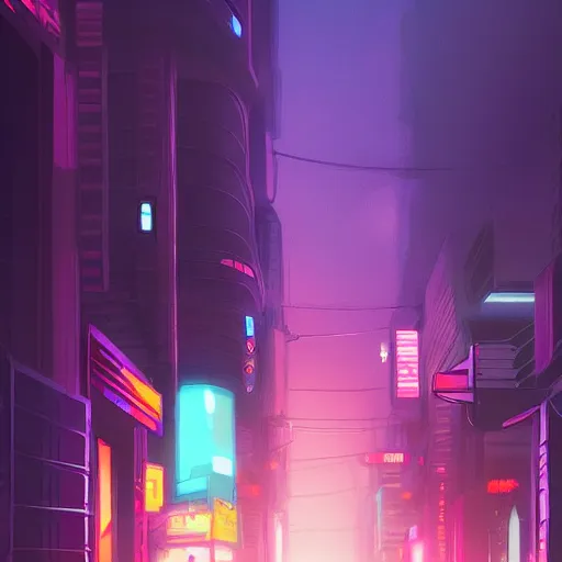 Image similar to digital painting of a city at night, cyberpunk art by Makoto Shinkai, pixiv, color field, anime aesthetic, vivid colors, colorful, trendy on behance hd