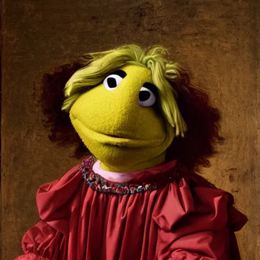 Image similar to renaissance portrait of a muppet.