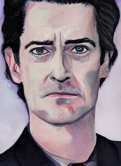 Prompt: portrait of kyle maclachlan as dale cooper by katherine lam
