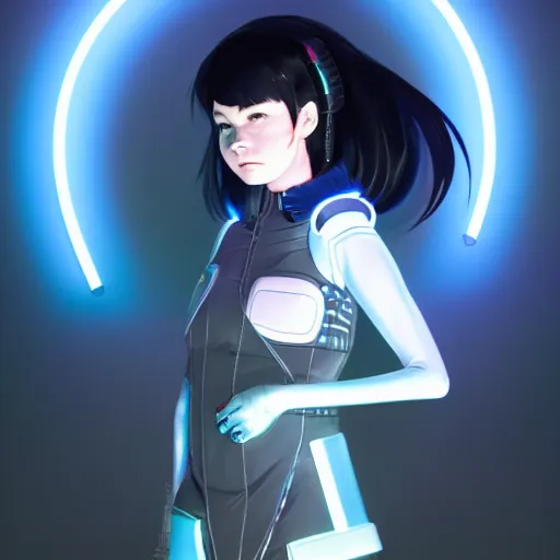 Image similar to a beautiful! bjork model, wearing futuristic cyber leather with articulate! glowing colored led lights, jrpg aztec street fashion, gapmoe yandere grimdark, trending on pixiv fanbox, painted by greg rutkowski makoto shinkai takashi takeuchi studio ghibli, akihiko yoshida