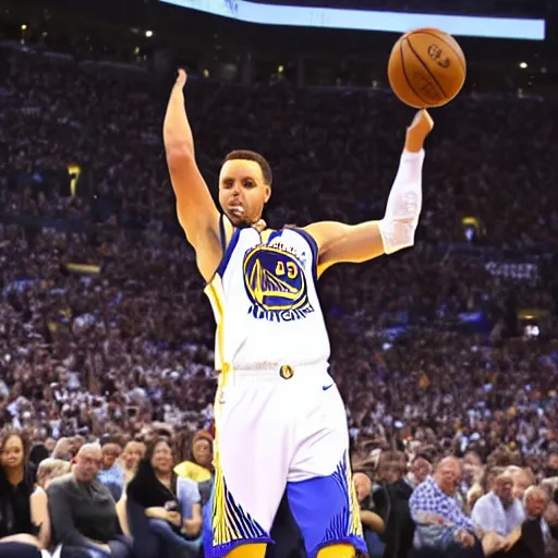 Prompt: steph curry trying to shoot a basket