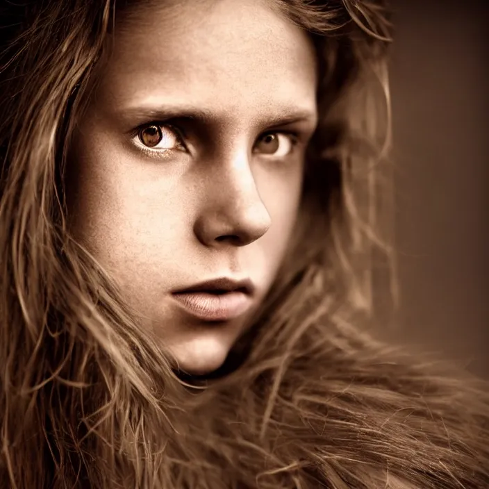 Prompt: photographic Close-up face of a extremely beautiful girl and light brown hair , high light on the left, Sharp focus, cinematic lighting ,non-illuminated backdrop, illuminated by a dramatic light, volumetric light, Low key lighting, light dark, High constrast, dramatic , Steve Mccurry, Lee Jeffries , Norman Rockwell, Craig Mulins ,dark background, high quality, photo-realistic, 8K