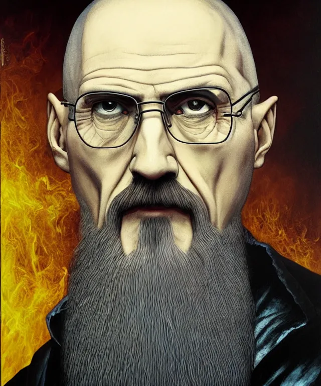 Image similar to portrait of Saruman as Walter White in Breaking Bad, lowbrow painting by Mark Ryden