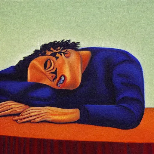 Image similar to the feeling of anxiety oil painting 1 9 9 1