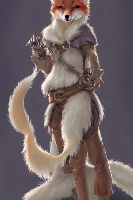 Image similar to an anthropomorphic medieval fox with a fluffy tail, backlighting, trending on artstation, digital art, furry art, trending on furaffinity, fantasy art, by kawacy