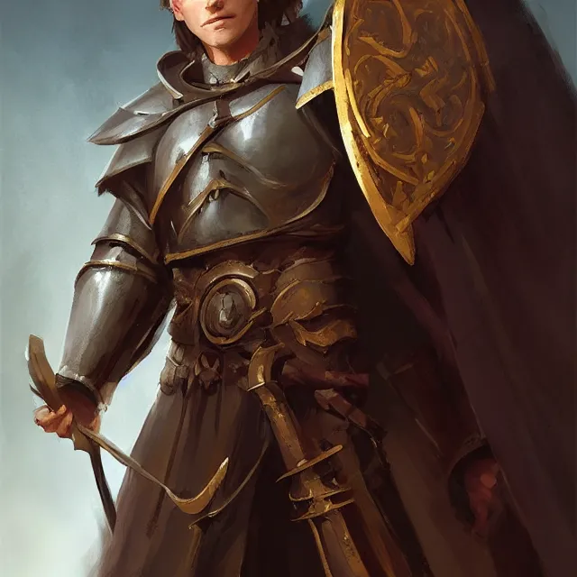 Image similar to christof romuald is a renowned brujah and a former crusader knight, lon - hair, crusader, crusader kings 3, beautiful young man, brown hair, brown eyes, without beard, without mustache, by stanley artgerm lau, wlop, rossdraws, frank frazetta, andrei riabovitchev, marc simonetti