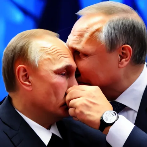 Image similar to viktor orban kissing putin