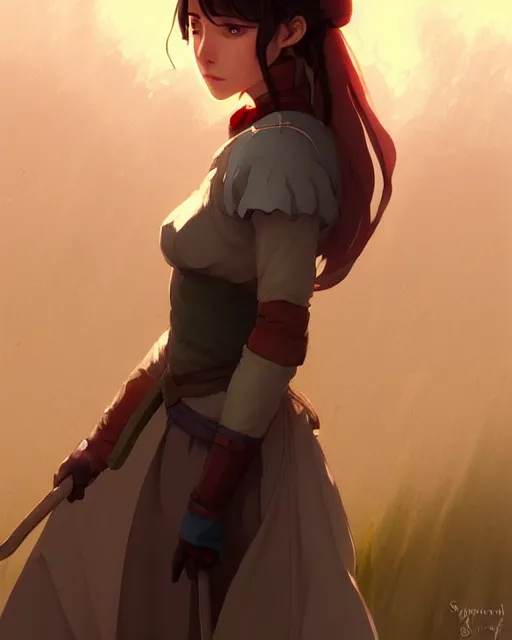 Image similar to portrait of a female peasant, crying, simple clothes, fantasy, face like gal gadot, red hair shinkai makoto studio ghibli studio key hideaki anno sakimichan stanley artgerm lau rossdraws james jean marc simonetti elegant highly detailed digital painting artstation pixiv