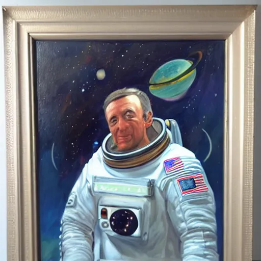 Image similar to portrait of jacques mckeown space adventurer, oil painting