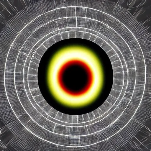 Prompt: apple falls into black hole becoming warped and stretched, vibrant digital painting