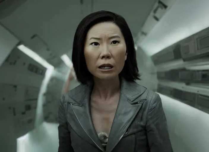 Prompt: film still of amy wong in the new scifi movie, 4 k