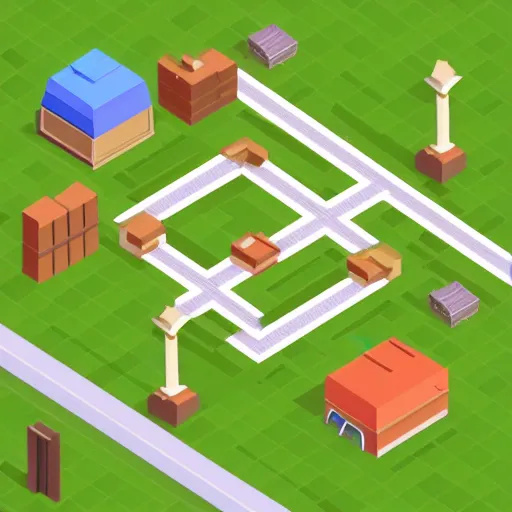 Prompt: isometric, casual game map