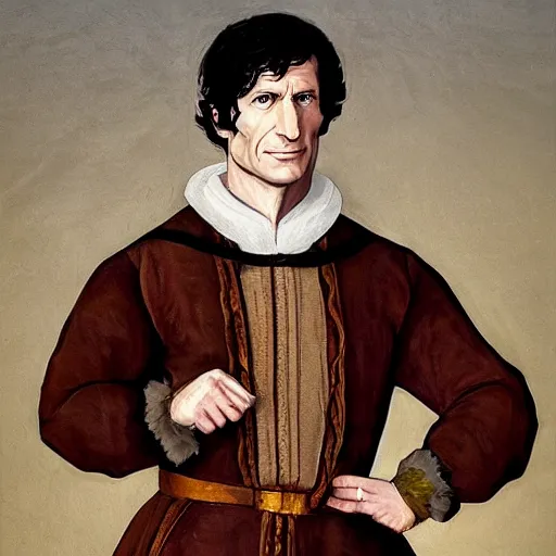 Image similar to A portrait painting of Todd Howard Of Bethesda Game Studios dressed as a 16th century English aristocrat in a late Renaissance style.