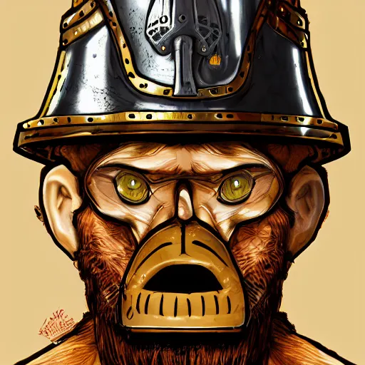 Prompt: An old man with a ginger beard, wearing knights armour and a fire fighters helmet, highly detailed, digital art, sharp focus, trending on art station, anime art style