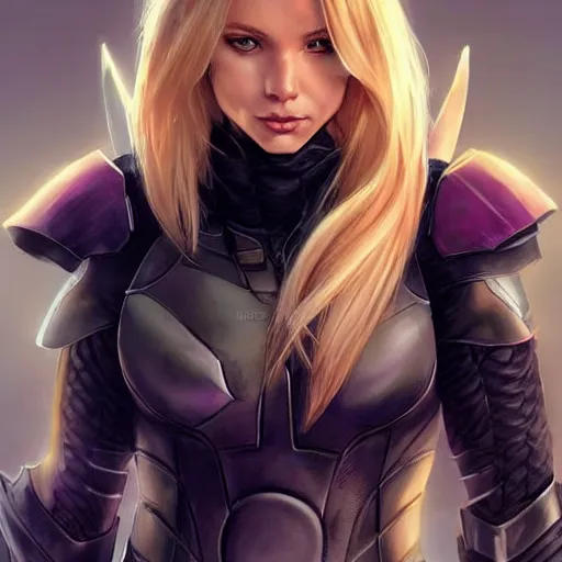 Prompt: stephanie brown in destiny titan armor, beautiful face!!!!, 2 7 years old, full body, long blonde hair, cg animation, realistic, character select portrait, by artgerm, greg rutkowski, alphonse mucha, 3 d