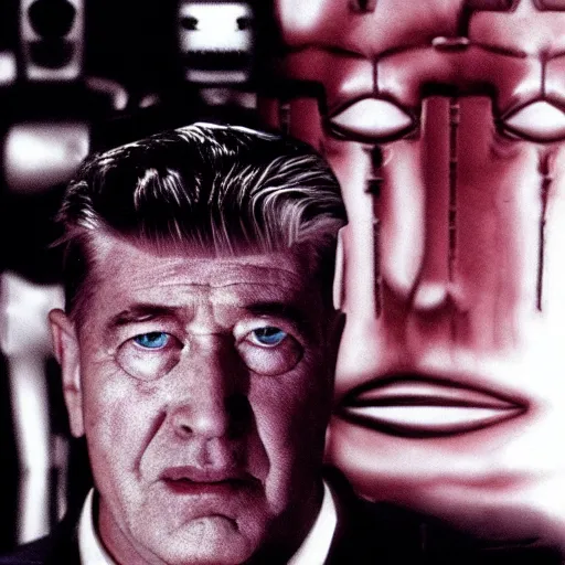 Prompt: The man with robot head, movie by David Lynch