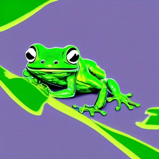 Prompt: green autistic frog cartoon digital art