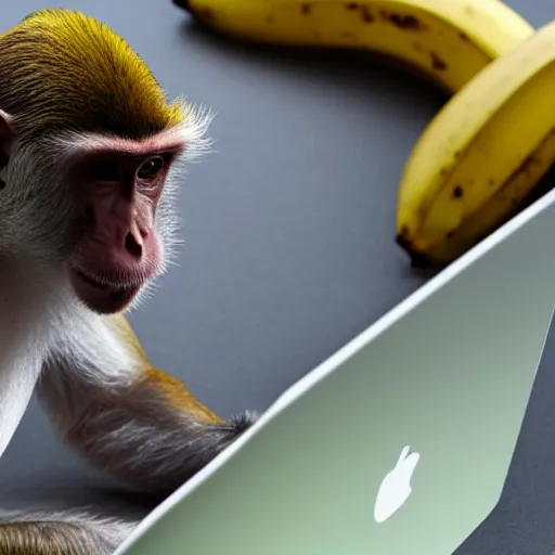 Prompt: monkey doing linkbuilding for a website with banana