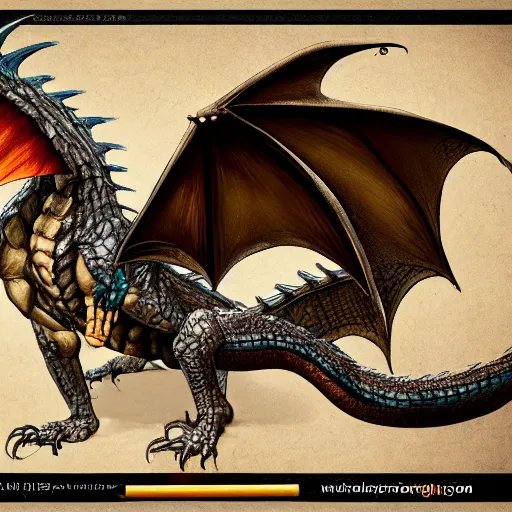 Prompt: anatomy of a dragon, concept art, trending on art station