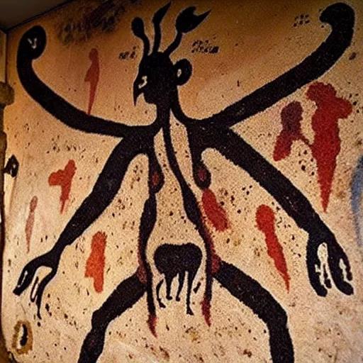 Prompt: shaman, altamira cave painting