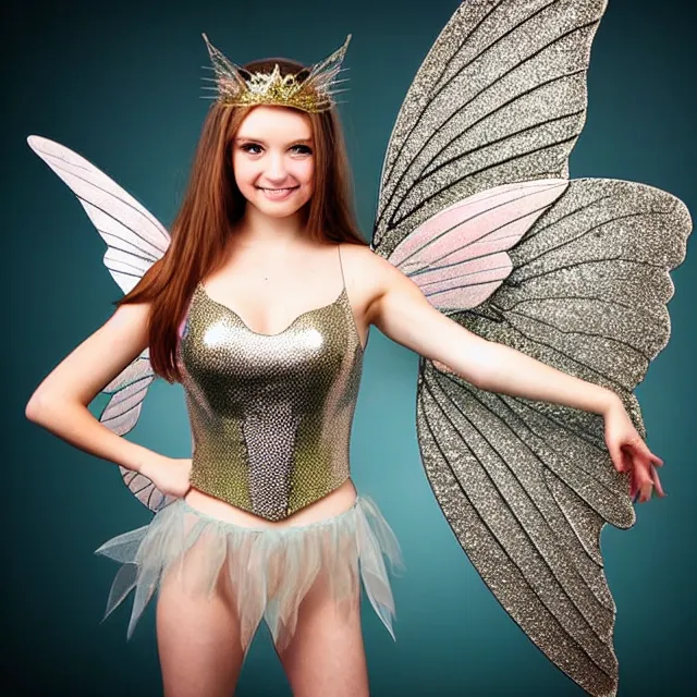 Image similar to beautiful adult fairy with sparkling armour, award - winning photo