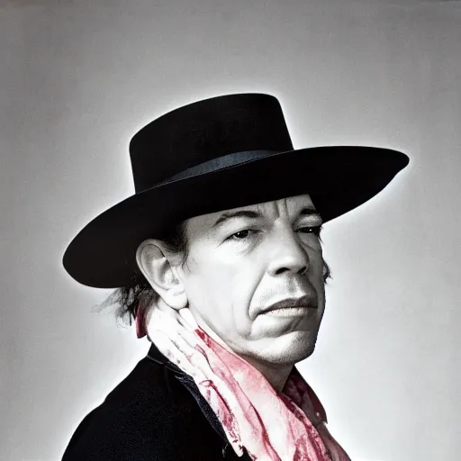 Image similar to Stevie Ray Vaughan, aged 68, studio portrait photo, studio lighting, 8k uhd lightroom, photo by annie leibovitz