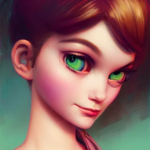 Image similar to Lofi portrait Pixar style by Stanley Artgerm and Tom Bagshaw and Joe Fenton