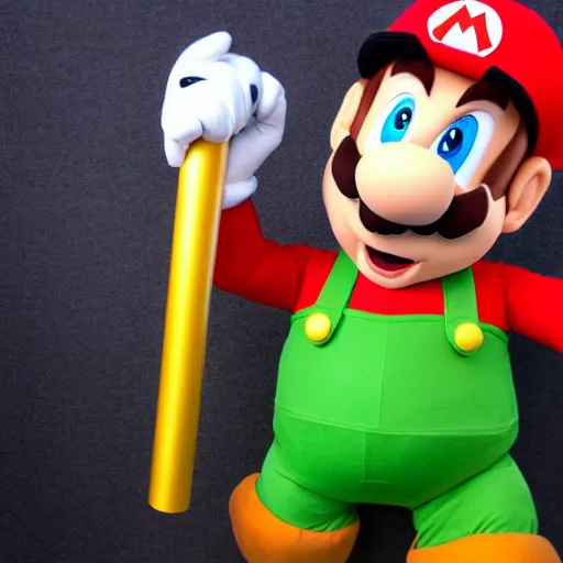 Prompt: high res a photo of actor chris pratt is a super mario costume, 4 k photography