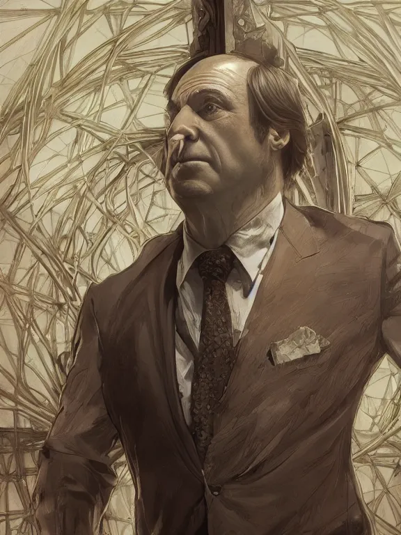 Image similar to saul goodman, in court, au naturel, hyper detailed, digital art, trending in artstation, cinematic lighting, studio quality, smooth render, unreal engine 5 rendered, octane rendered, concept art, smooth, sharp focus, illustration, art by artgerm and greg rutkowski and alphonse mucha and ian sprigger and wlop and krenz cushart