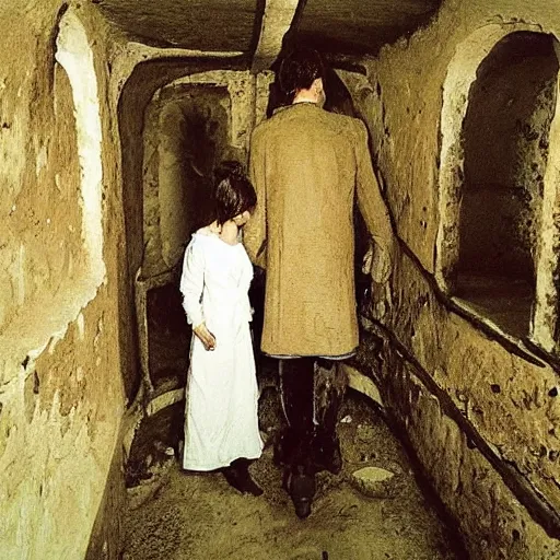 Image similar to tzar and tzarina are killed with magic happens in an underground celler, levitan, russia