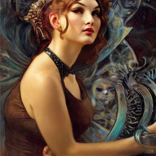 Image similar to detailed potrait ofcatwoman in baroque painting, girl graceful,, painting by gaston bussiere, craig mullins, j. c. leyendecker, lights, art by ernst haeckel, john william godward, hammershøi,,