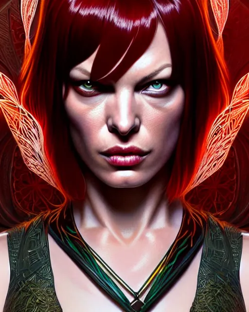 Image similar to Mila Jovovich as Leeloo, The Fifth Element digital art, intricate flower designs, elegant, highly detailed, sharp focus, art by Artgerm and Greg Rutkowski and WLOP