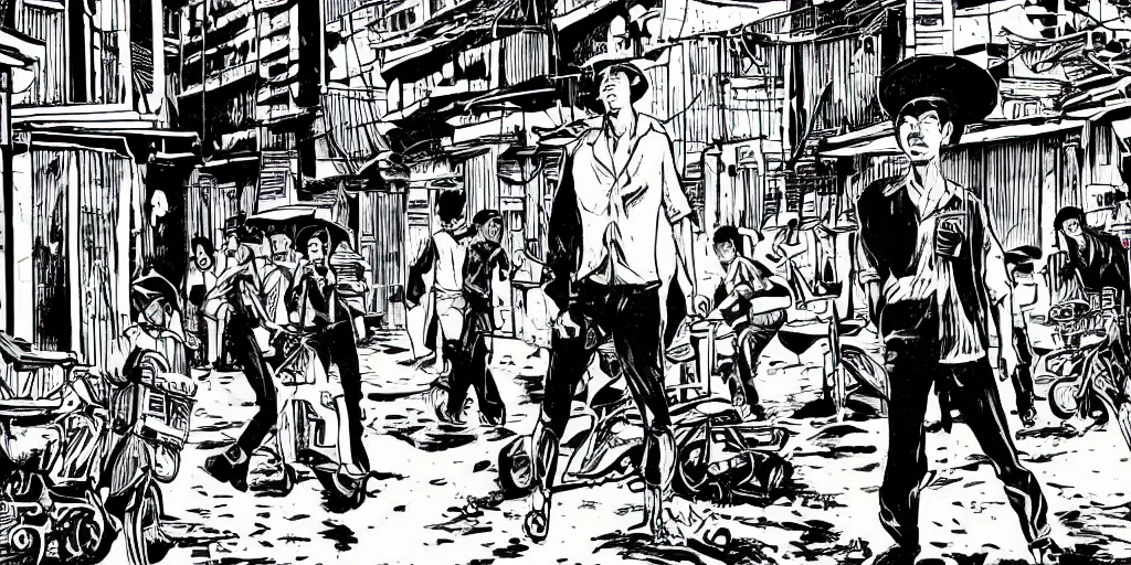 Image similar to alleyway communist vietnam in of graphic novel