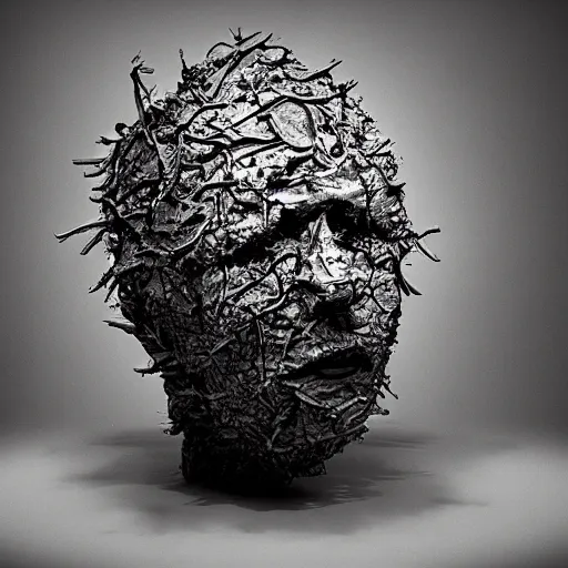 Image similar to rhizomuse, artists impression, cgsociety, abstract sculpture, dramatic intense lighting, deep shadows