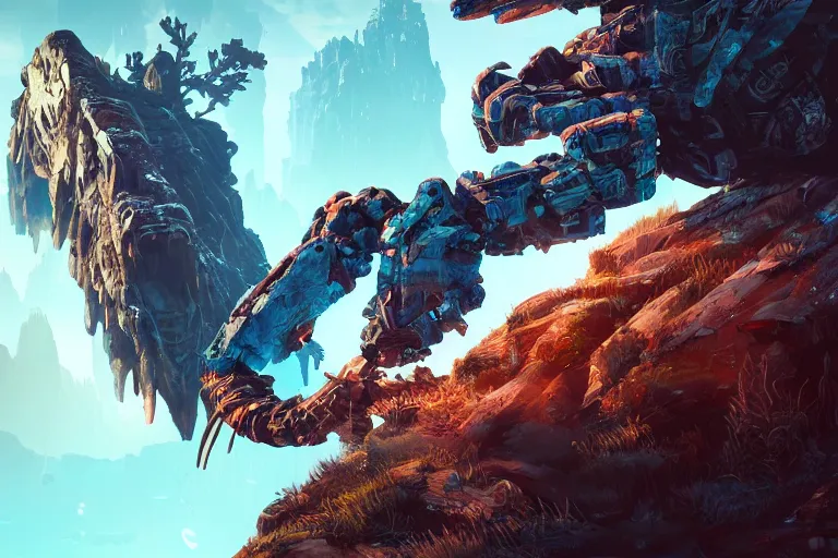 Image similar to tremortusk machine mecanical creature robot of horizon forbidden west horizon zero dawn bioluminiscence global illumination ray tracing hdr fanart arstation by ian pesty and alena aenami artworks in 4 k