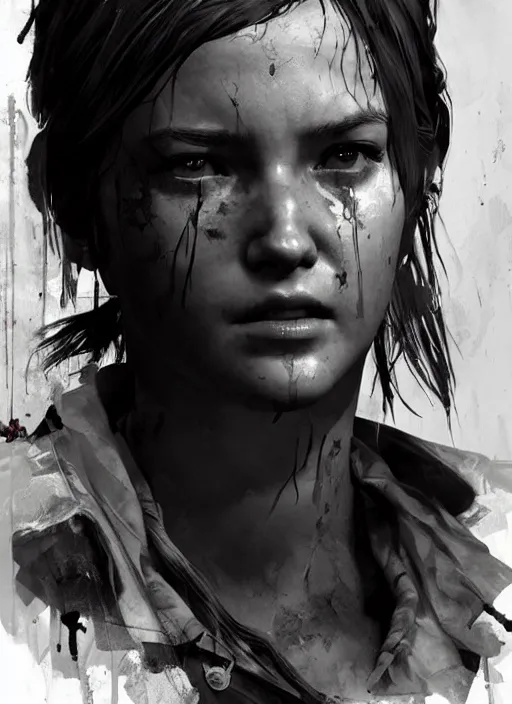 Prompt: full figure elle from last of us, hyperrealistic, by yoji shinkawa and by jeremy mann and alphonse mucha, fantasy art, photo realistic, dynamic lighting, artstation, poster, volumetric lighting, very detailed face, 4 k, award winning