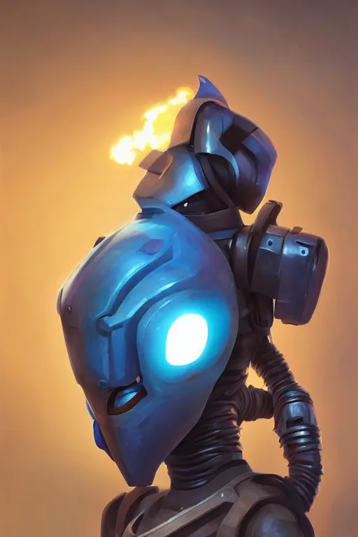 Image similar to epic mask helmet robot ninja portrait stylized as fornite style game design fanart by concept artist gervasio canda, behance hd by jesper ejsing, by rhads, makoto shinkai and lois van baarle, ilya kuvshinov, rossdraws global illumination radiating a glowing aura global illumination ray tracing hdr render in unreal engine 5