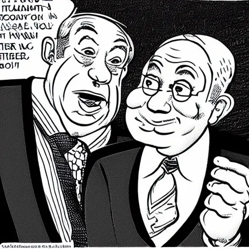 Image similar to Benjamin netanyahu goes to school, cartoon by Carl Barks