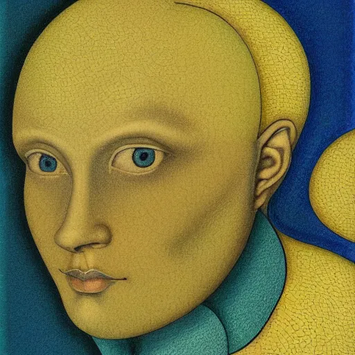 Prompt: elaborate pastel yellow, cloisonne by jean restout the younger. a photograph of a human head seen from multiple perspectives at once, as if it is being turned inside out. every angle & curve of the head is explored & emphasized, creating an optical illusion.