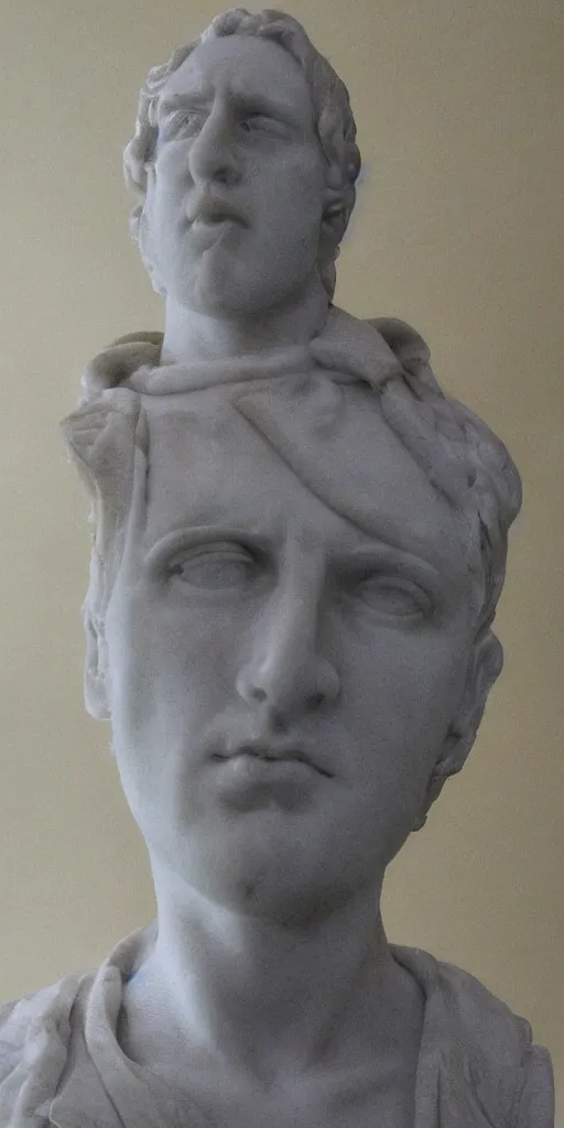 Image similar to beautiful marble statue of Nicolas Cage