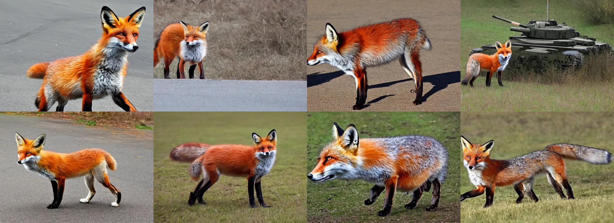 Prompt: a cross between a fox and a tank